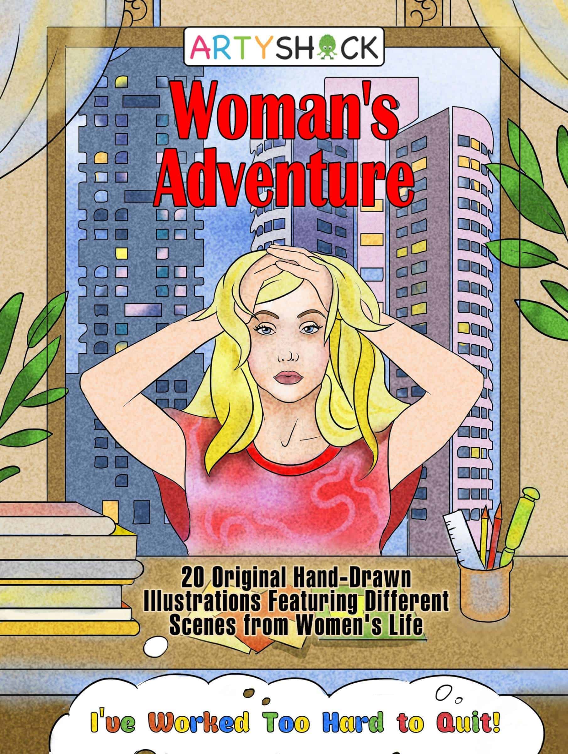 Woman’s Adventure: Original Hand-Drawn Illustrations Featuring Different Scenes from Women’s Life