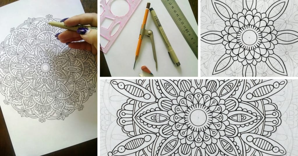 Easy Mandala Flowers Design. Elegant Simple mandala page intricate