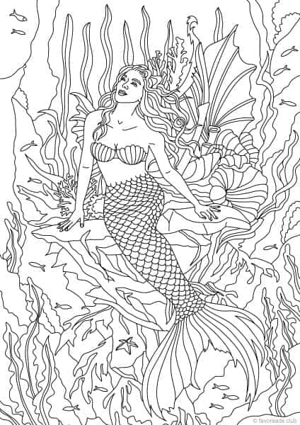 Ocean Life – Mermaid – Favoreads Coloring Club