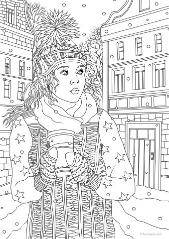 Winter Outfits Printable Adult Coloring Page From Favoreads