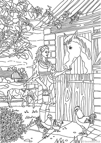 horse barn coloring page