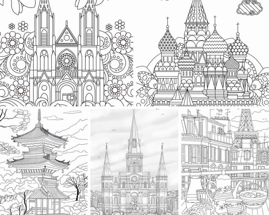 Traveling – 5 Coloring Pages – Favoreads Coloring Club