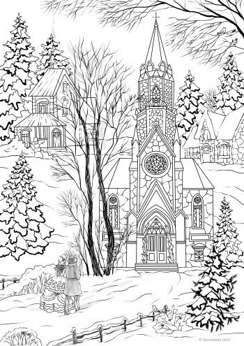 coloring pages of church