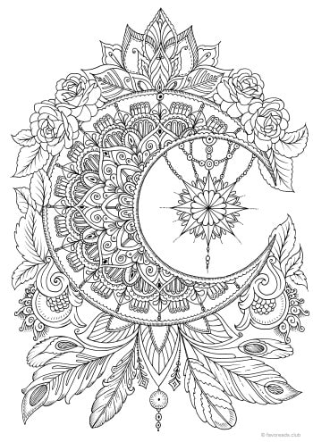 Moon Printable Adult Coloring Page From Favoreads coloring Book