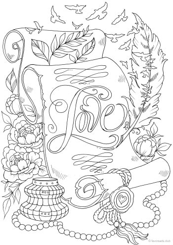 Free printable love letter, Coloring Page