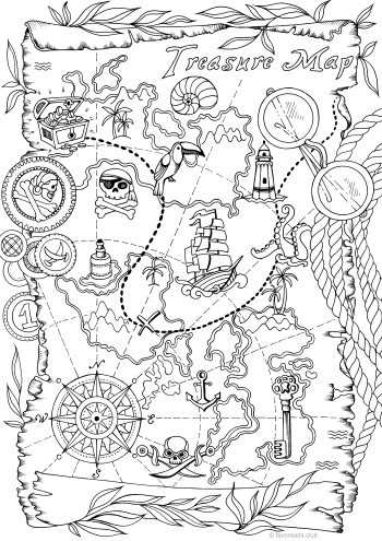 pirate map coloring pages
