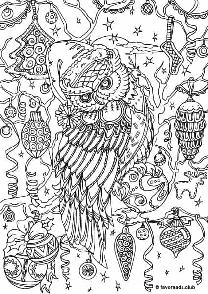 Christmas Joy - Winter Owl - Printable Adult Coloring ...