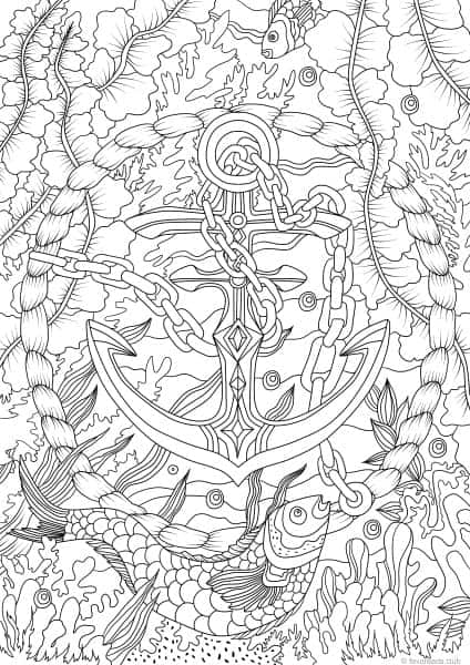 Download Ocean Life - Anchor - Printable Adult Coloring Pages from ...