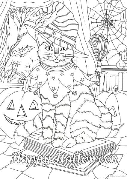 Holidays - Halloween Cat - Printable Adult Coloring Pages ...
