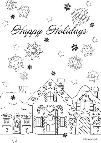 Christmas Joy - Happy Holidays - Printable Adult Coloring Pages from