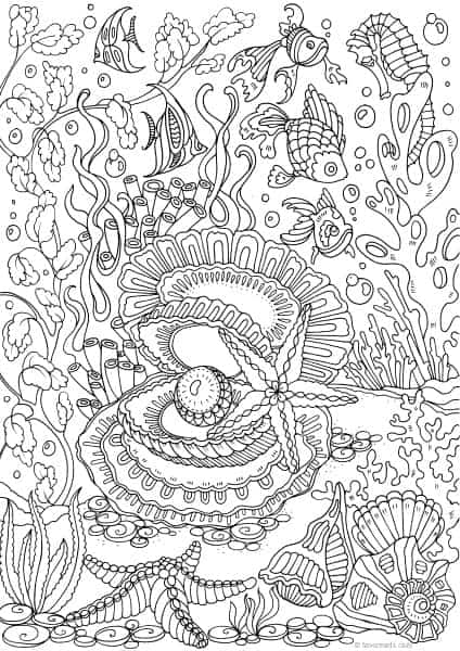 ocean life ocean pearl printable adult coloring pages from favoreads