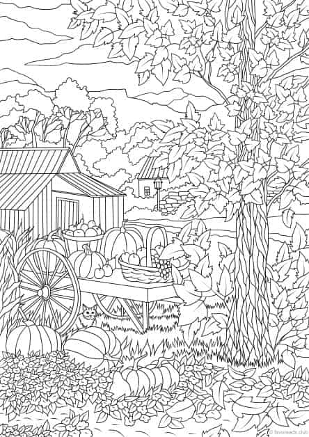 Autumn Harvest - Printable Adult Coloring Pages from Favoreads