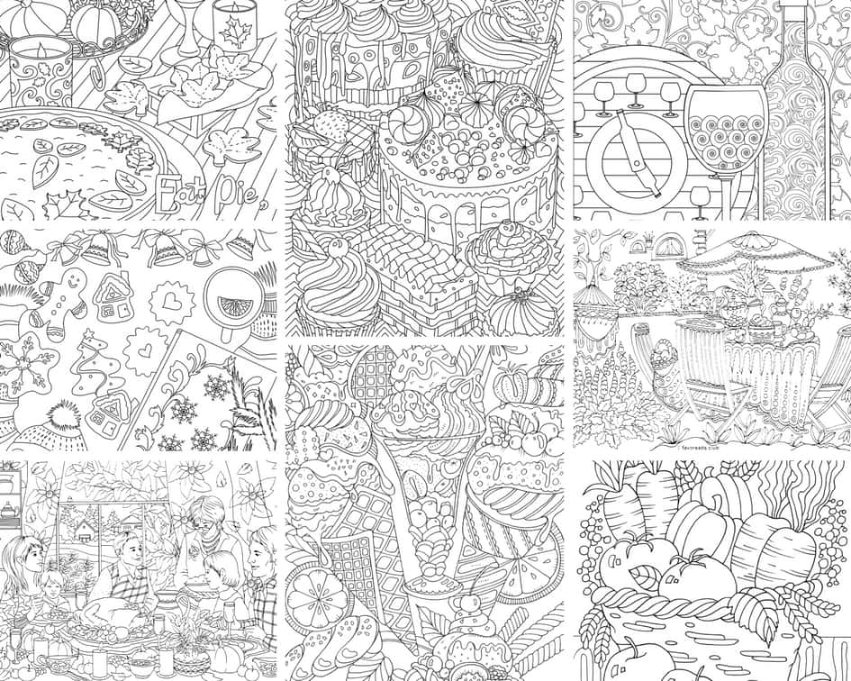 Download Food and Drinks - 10 Coloring Pages - Printable Adult ...