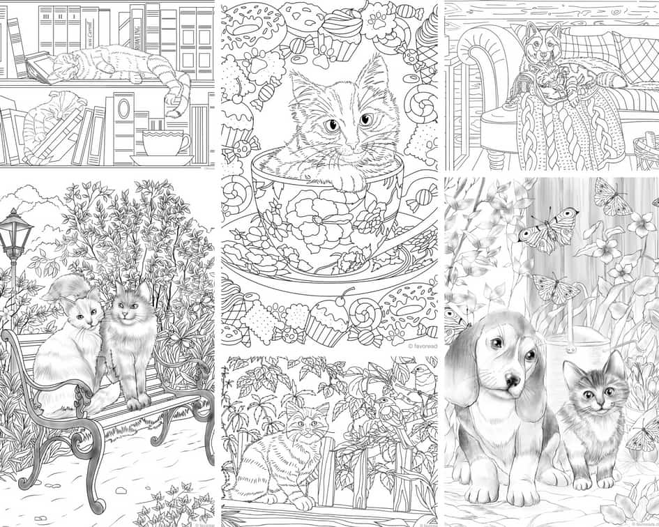 Download Cats and Dogs - 10 Coloring Pages - Printable Adult ...